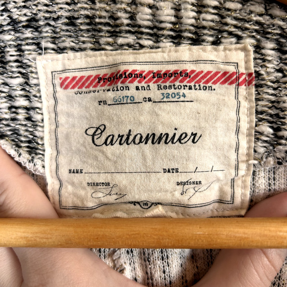 Anthropologie Cartonnier Knit Cardigan Womens M Ivory Snap Front Heavy Caridgan - Picture 7 of 9